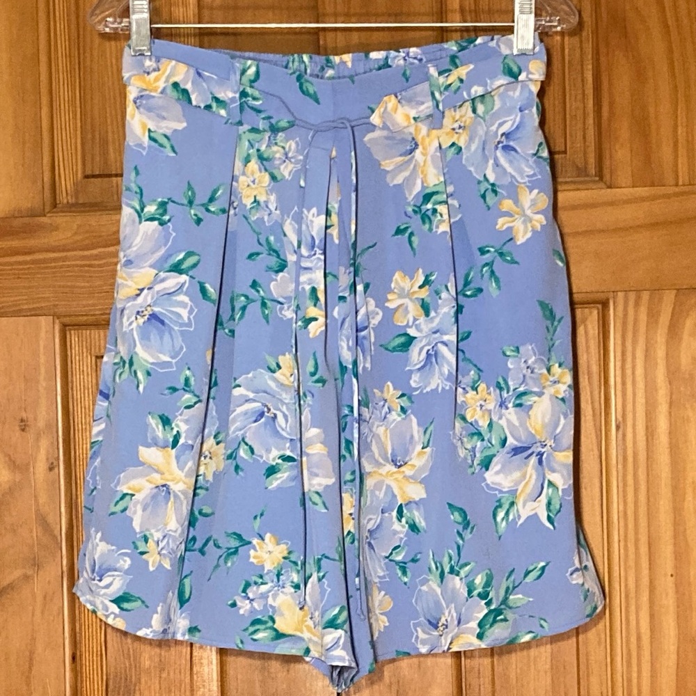 NWOT Jaclyn Smith Vintage 80s 90s Career Shorts Skort Blue Yellow White Size 12
